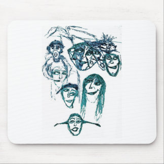 faces print white mouse pad