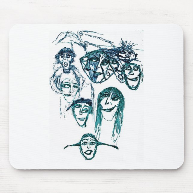 faces print white mouse pad (Front)