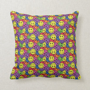 Faces Retro Hippy Pattern Cushion
