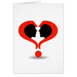 Faces with question marks shaped like heart