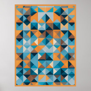 Facet Mosaic: A Kaleidoscope of Geometric Hues Poster