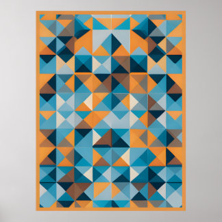 Facet Mosaic: A Kaleidoscope of Geometric Hues Poster