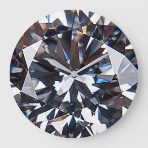 Faceted Elegant Diamond Gem Image Large Clock