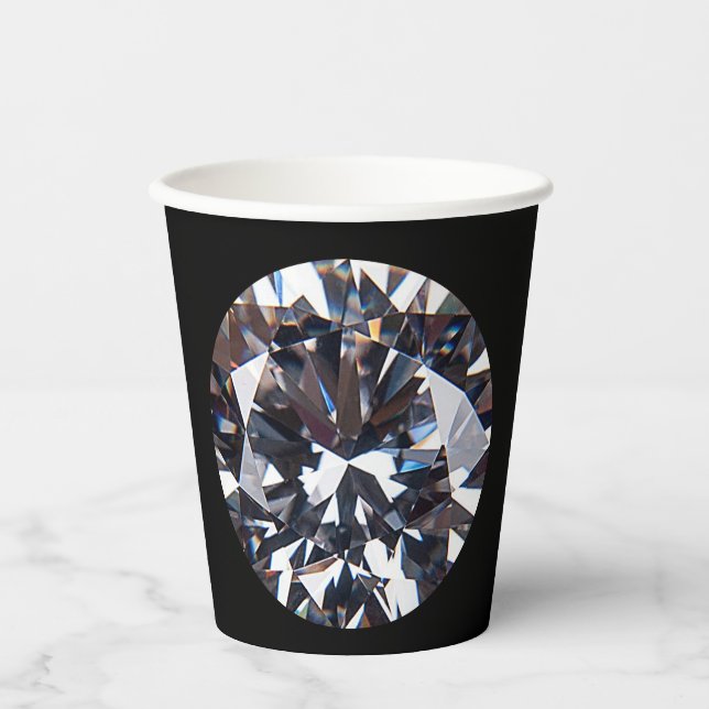 Faceted Elegant Diamond Gem Image Paper Cups (Front)