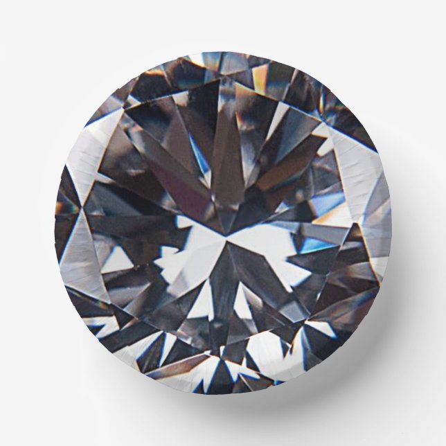 Faceted Elegant Diamond Gem Image Paper Plates (Front)