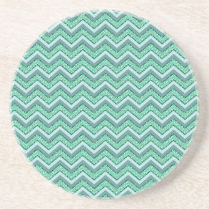 Faceted Emerald Chevron Pattern Coaster