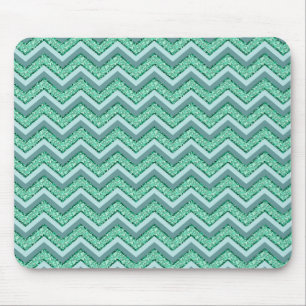 Faceted Emerald Chevron Pattern Mouse Pad