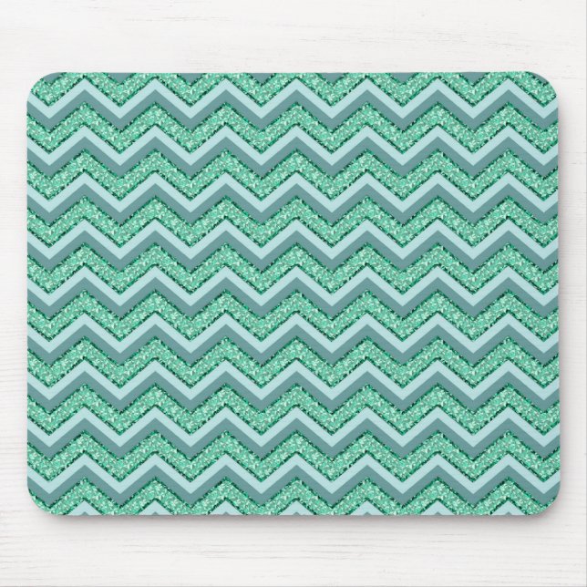 Faceted Emerald Chevron Pattern Mouse Pad (Front)