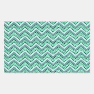 Faceted Emerald Chevron Pattern Rectangular Sticker