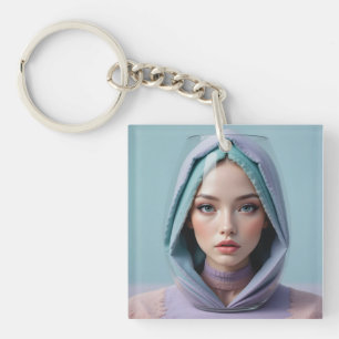Faceted Sand Art Woman Key Ring