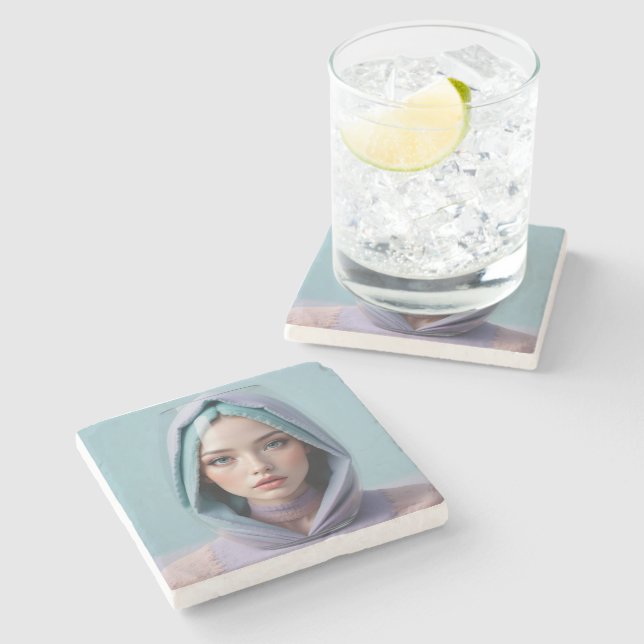 Faceted Sand Art Woman Stone Coaster (Side)