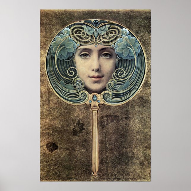 Fächer auf goldenem Grund by Louis Welden Hawkins Poster (Front)