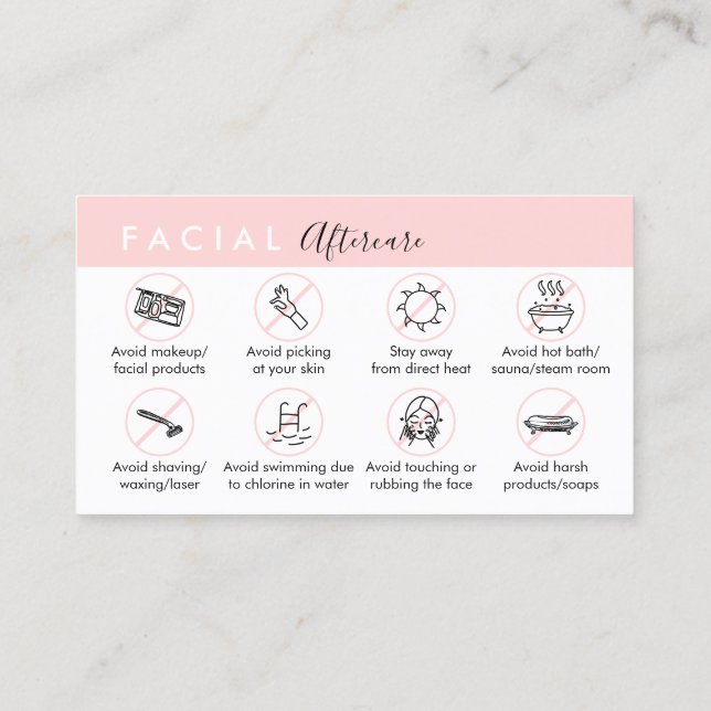 Facial Aftercare Advices Post Instruction Business Card (Back)
