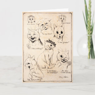 Facial Expressions of Various Cats, Louis Wain Card