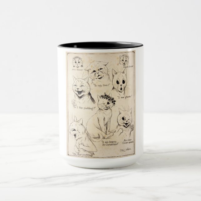 Facial Expressions of Various Cats, Louis Wain Mug (Center)