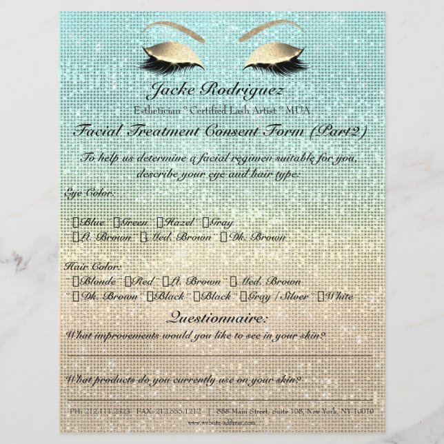Facial Treatment Consent Form Blue Gold Flyer (Front)