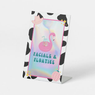 "Facials & Floaties" Disco Cowgirl Bach Party Sign