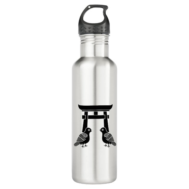 Facing doves and Torii 710 Ml Water Bottle (Front)