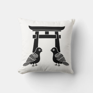 Facing doves and Torii Cushion
