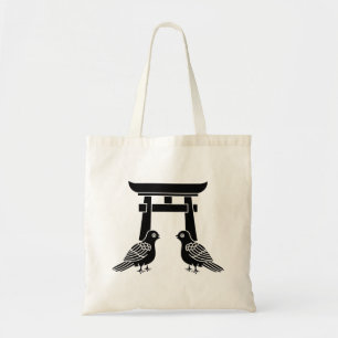 Facing doves and Torii Tote Bag