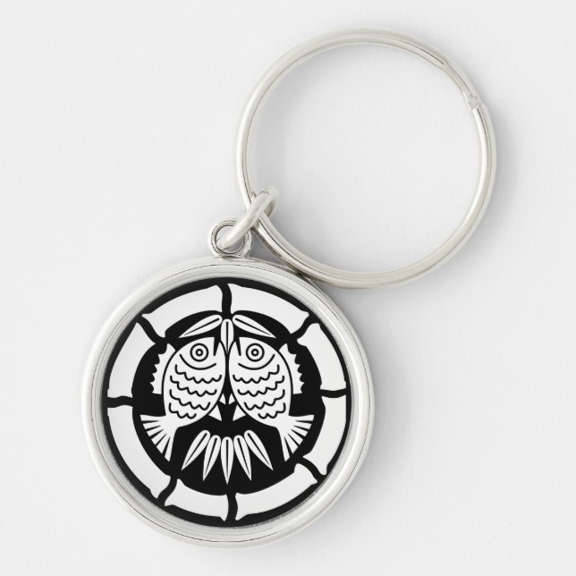 Facing sea breams B in bamboo circle Key Ring (Front)