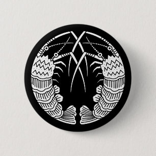Facing spiny lobsters 6 cm round badge