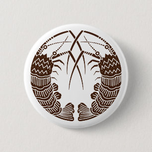 Facing spiny lobsters 6 cm round badge