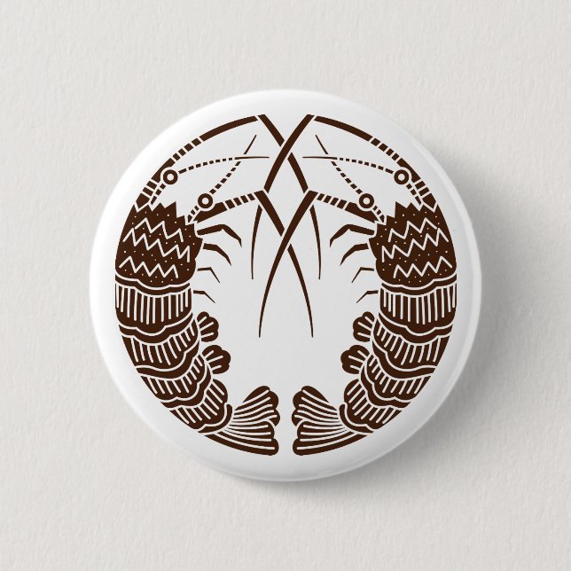 Facing spiny lobsters 6 cm round badge (Front)