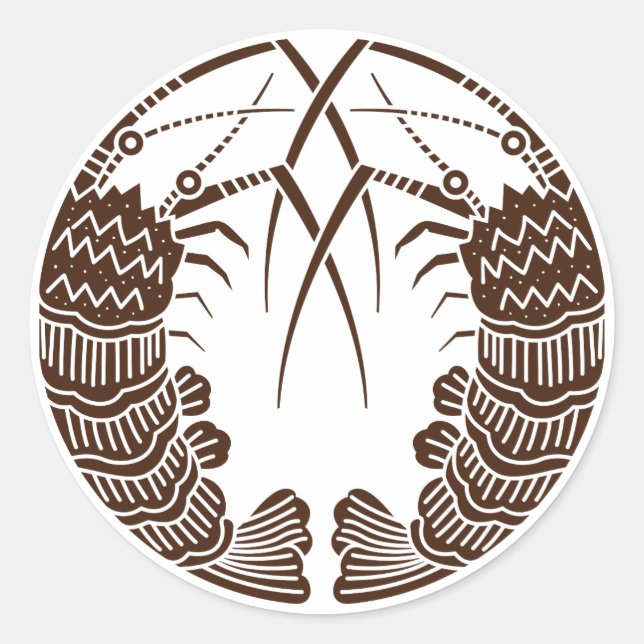 Facing spiny lobsters classic round sticker (Front)