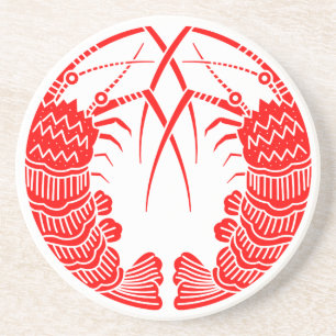 Facing spiny lobsters coaster