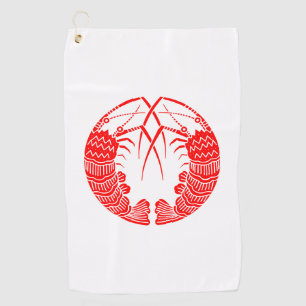 Facing spiny lobsters golf towel