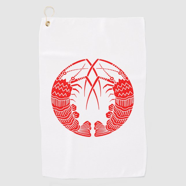 Facing spiny lobsters golf towel (Front)