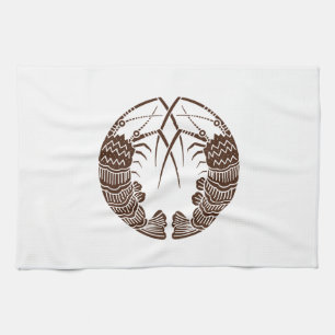 Facing spiny lobsters tea towel