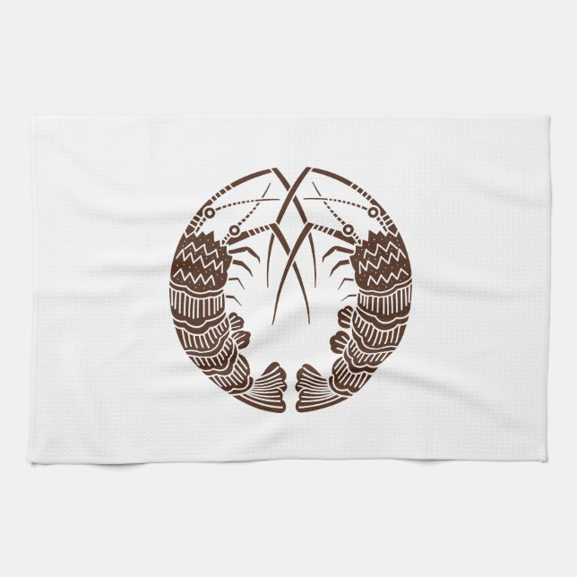 Facing spiny lobsters tea towel (Horizontal)