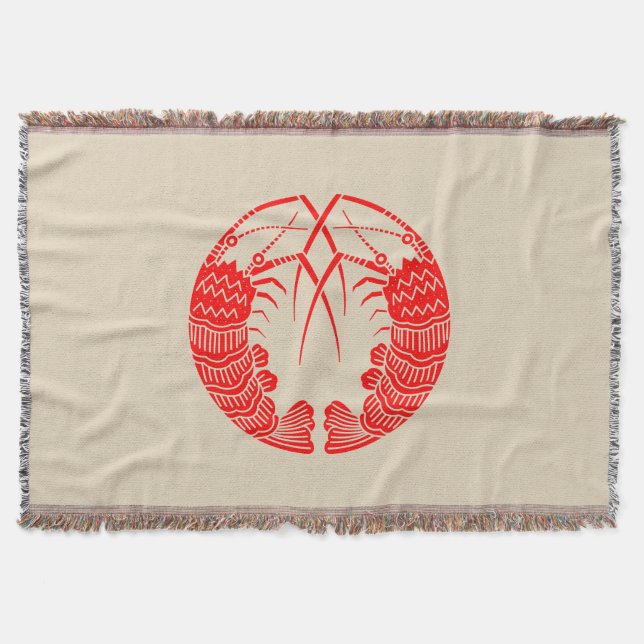 Facing spiny lobsters throw blanket (Front)