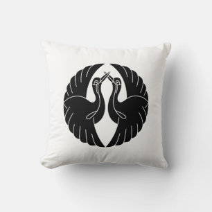 Facing white cranes cushion