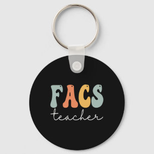 FACS Teacher Retro Groovy Vintage Happy First Day Key Ring