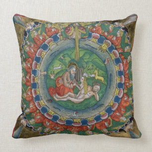 Facsimile copy of Genesis 2:22 God created Eve, fr Cushion