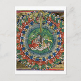 Facsimile copy of Genesis 2:22 God created Eve, fr Postcard