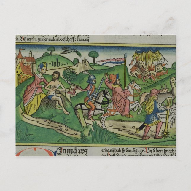 Facsimile copy of Job: Frontispiece, Job being sco Postcard (Front)