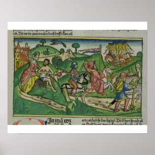 Facsimile copy of Job: Frontispiece, Job being sco Poster