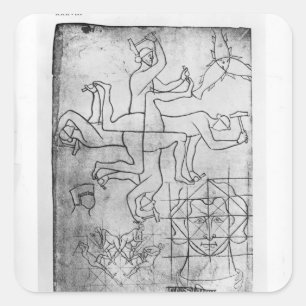 Facsimile copy of Ms Fr Studies of men Square Sticker