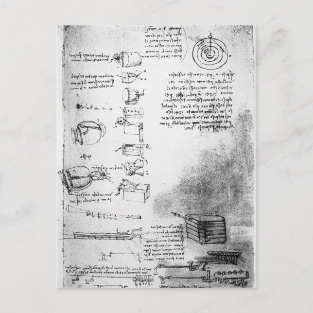 Facsimile of a page from the Codex Arundel Postcard (Front)