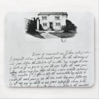 Facsimile of letter illustrating house in