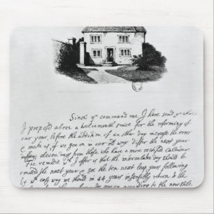 Facsimile of letter illustrating  house in mouse pad