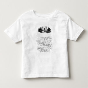 Facsimile of letter illustrating  house in toddler T-Shirt