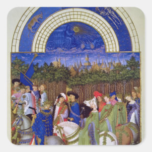 Facsimile of May: Courtly Figures on Horseback Square Sticker