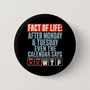 Fact Of Life Calendar Says What On Earth Humour 6 Cm Round Badge