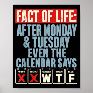 Fact Of Life Calendar Says What On Earth Humour Poster