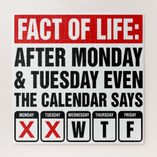 Fact of Life Calendar Says WTF Humour Jigsaw Puzzle
